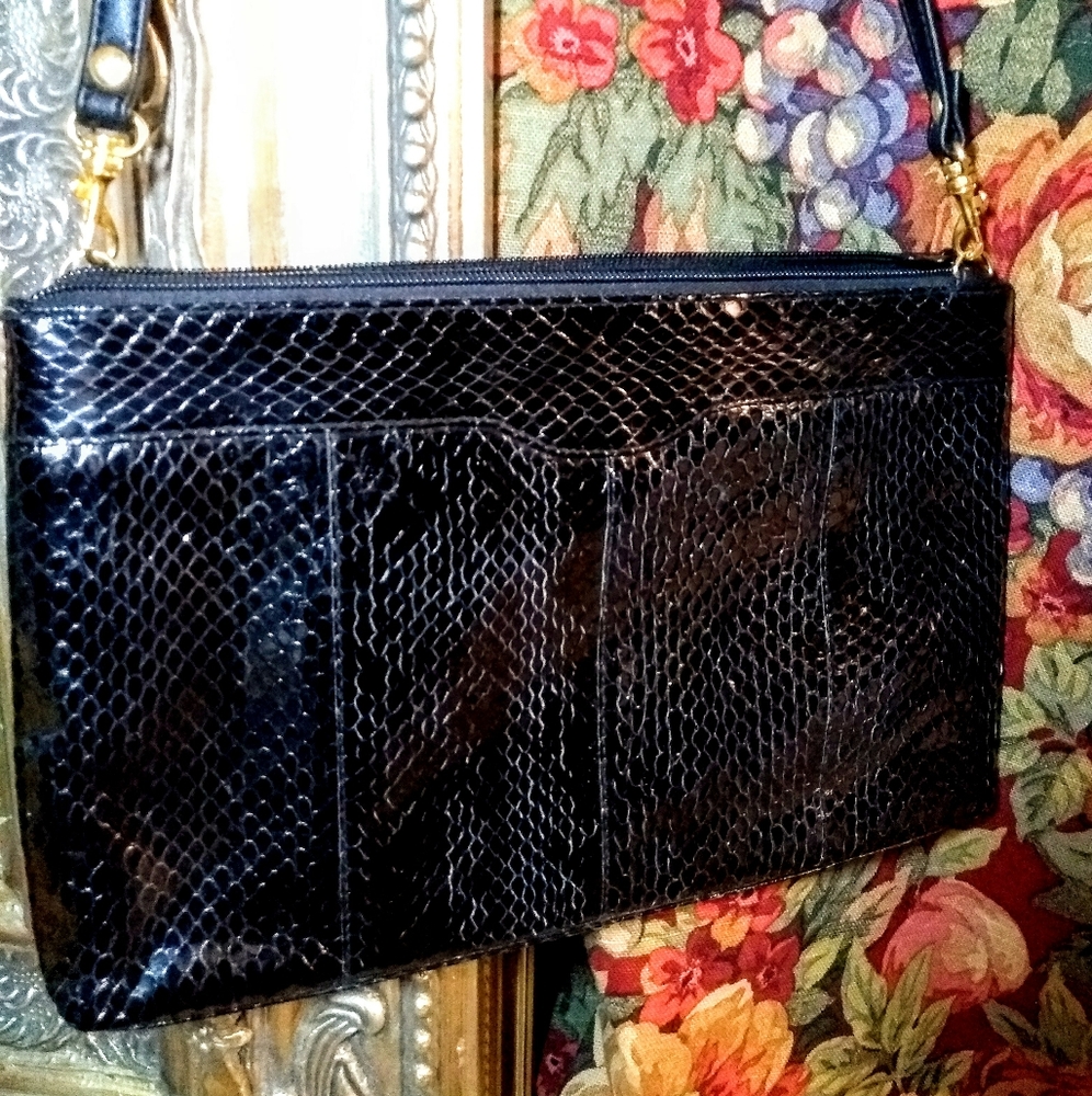 Vintage Snakeskin Leather Cross Body Bag